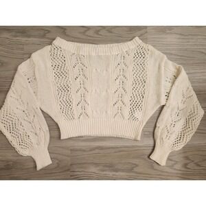Shein Cropped Crochet Sweater Women's Size XL Cream